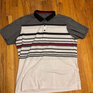 Galvin Green Striped Polo Shirt - Black, Gray, and White